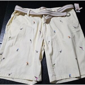 Raw Yarn Industries Shorts Mens 38 Yellow Stretch Twill Ice Cream Print New NWT
